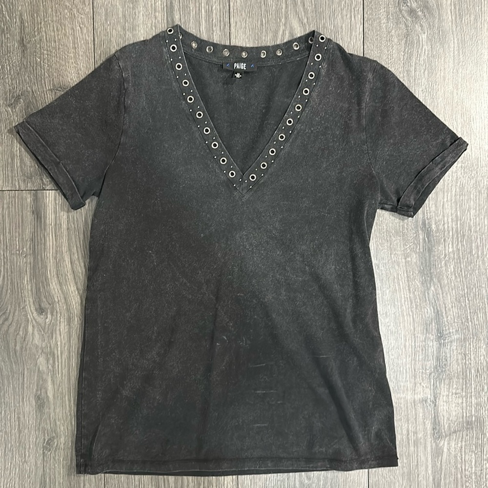 PAIGE Arielle Grommet Detail Stretch Cotton Tee
